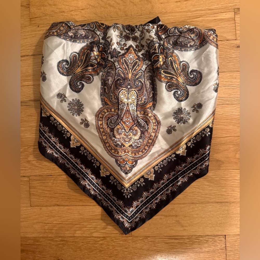 Willow and root Paisley Silky Satin Bandana Tie Bandeau Top.